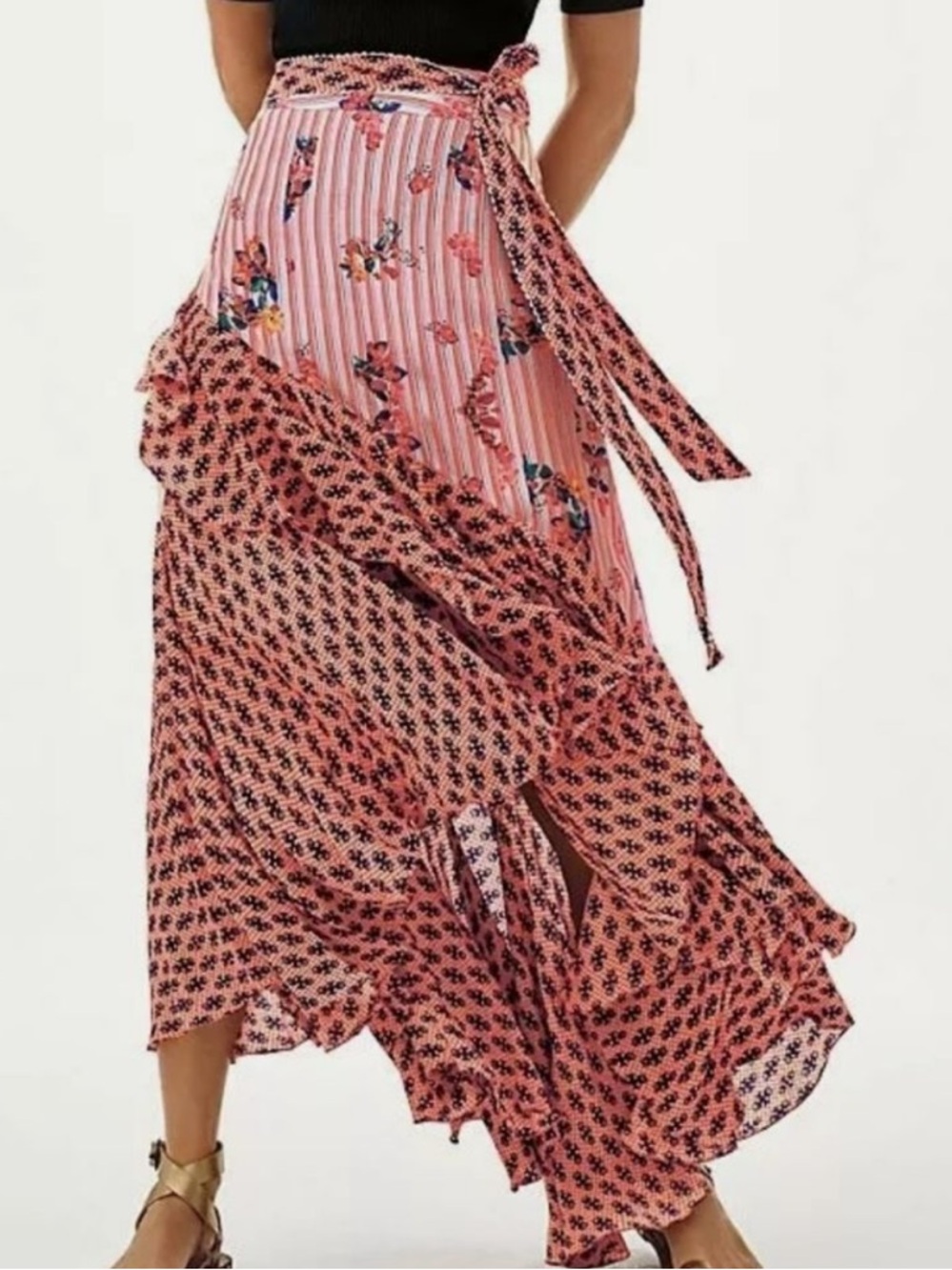 Anthropologie Bhanuni Casablanca Ruffle boho maxi Skirt Jyoti Sharma Size 8 - Picture 3 of 11